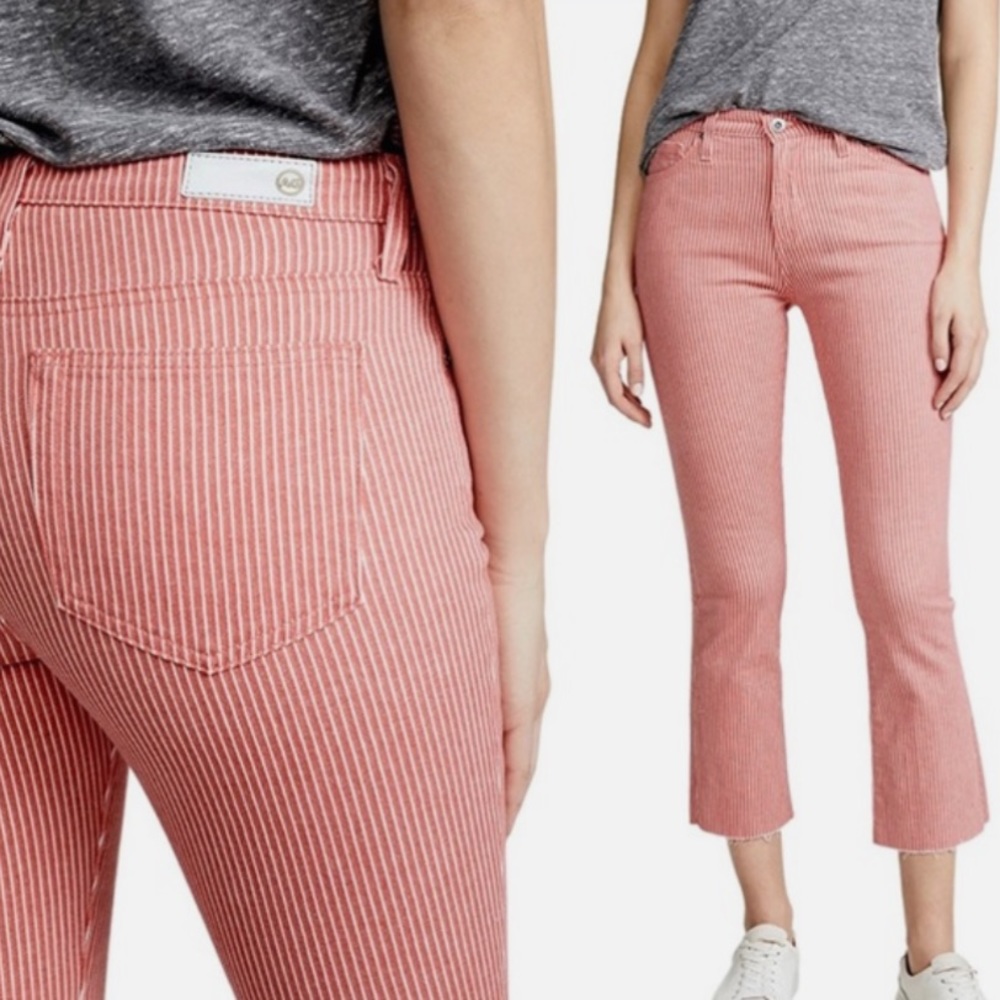 AG Adriano Goldschmied The Jodi Crop coral striped pants Women’s size 29R